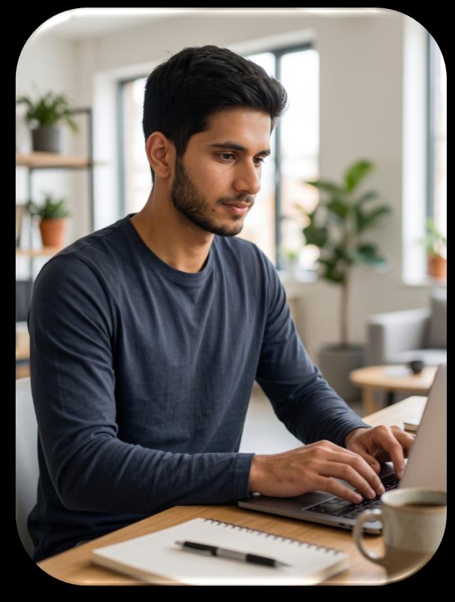 Hamza Asim coding at workstation