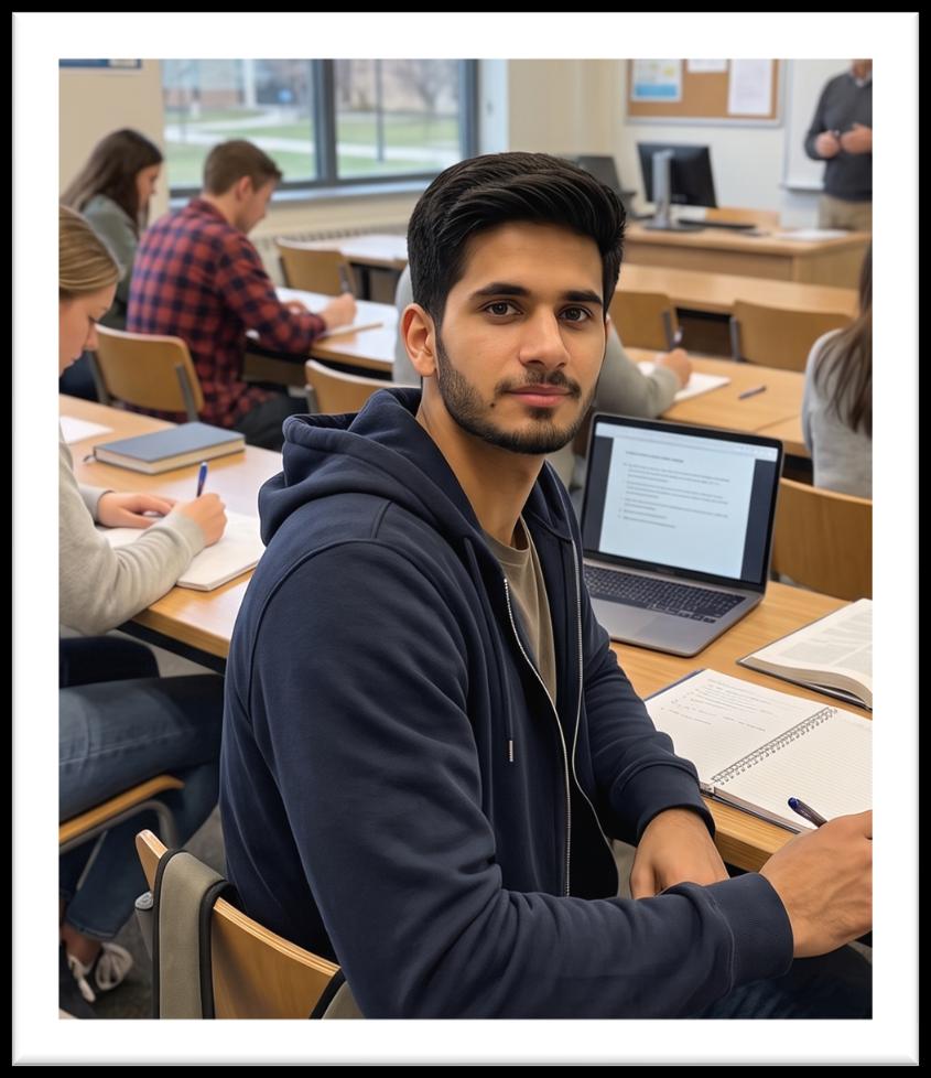 Hamza Asim in university lecture hall